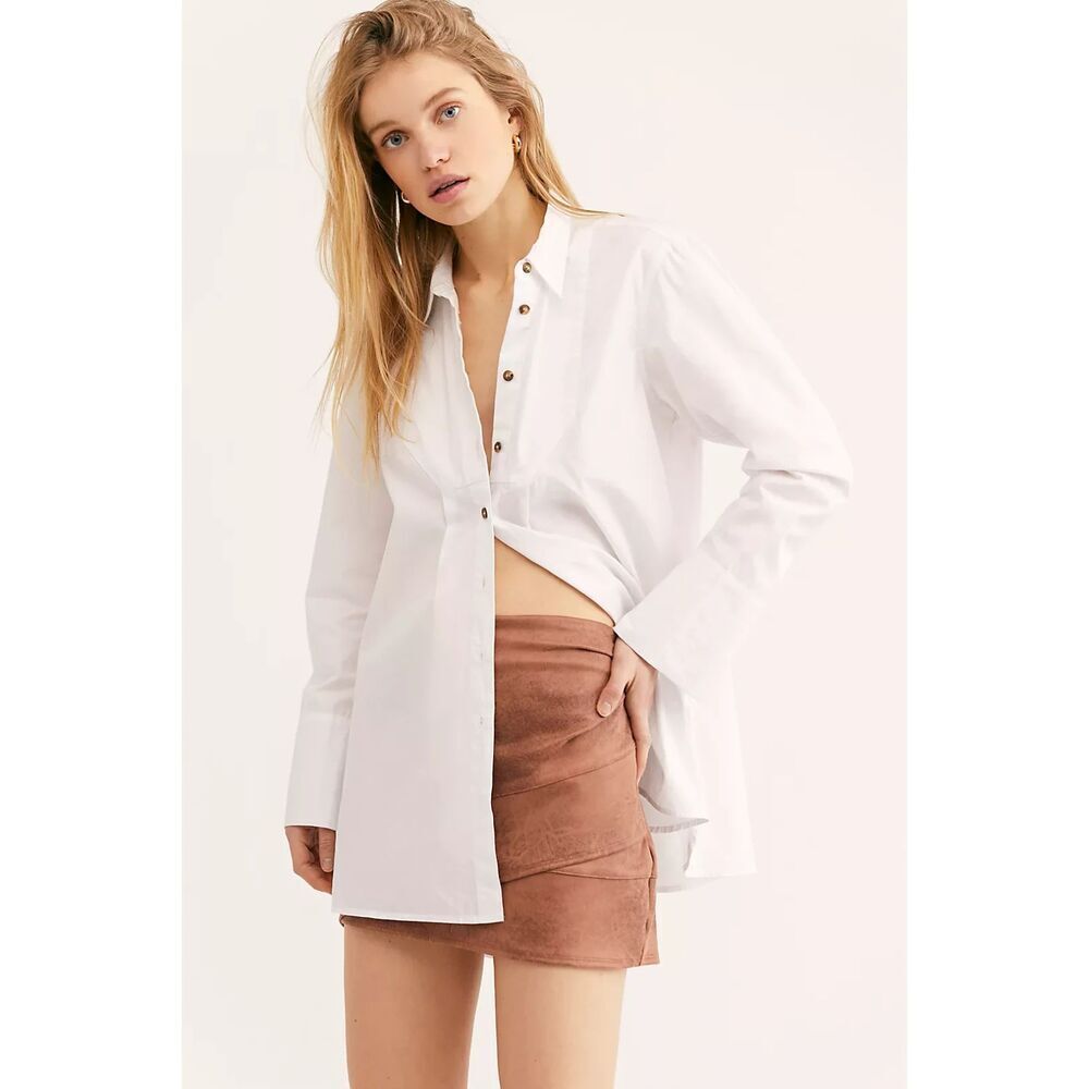 Free People Summer Love Vegan Suede Mini Skirt Size 12 Brown Cowgirl Retro - Picture 10 of 10